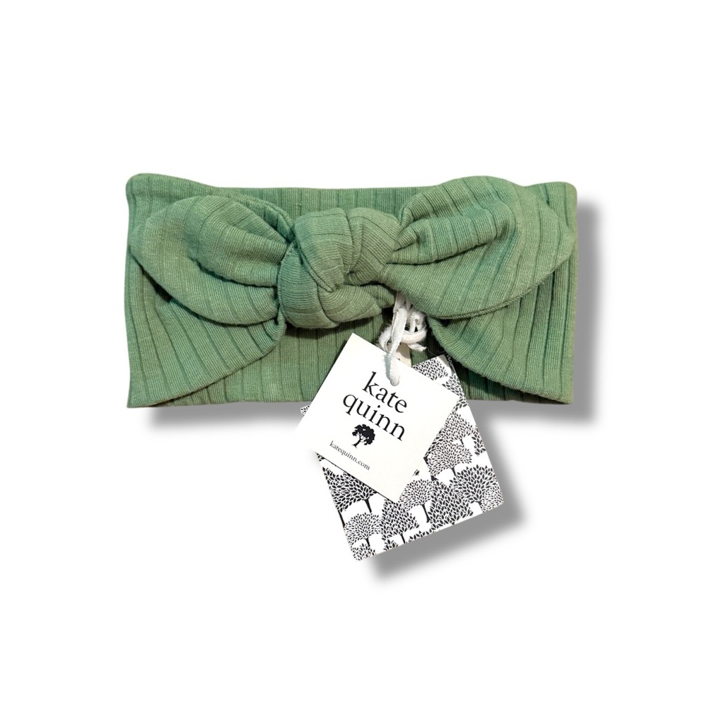 Kate Quinn NWT Ribbed Bow Baby Headwrap Sage Green Unisex Size Large